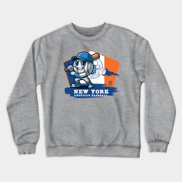 USA - American BASEBALL - New York - Baseball mascot - New York baseball Crewneck Sweatshirt by ArtProjectShop